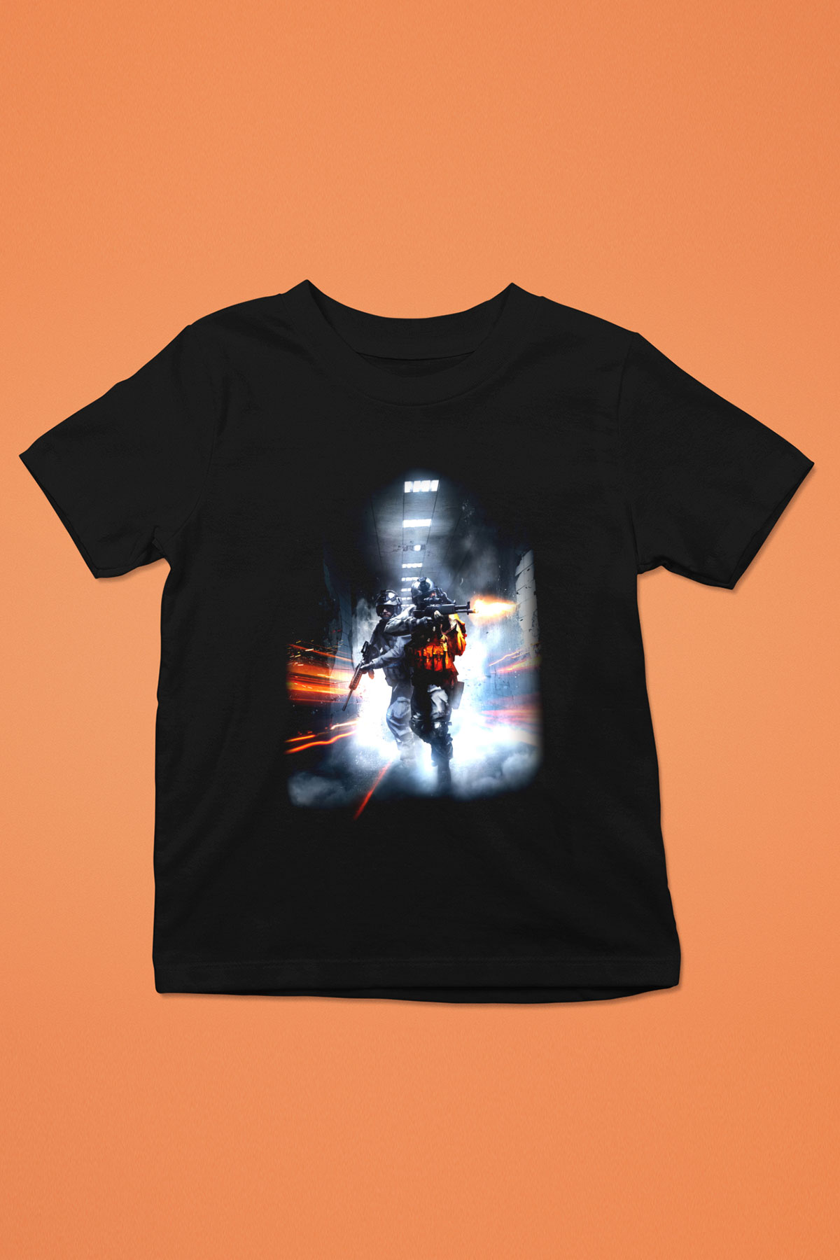Battlefield Baskılı Siyah Unisex Çocuk Tişört