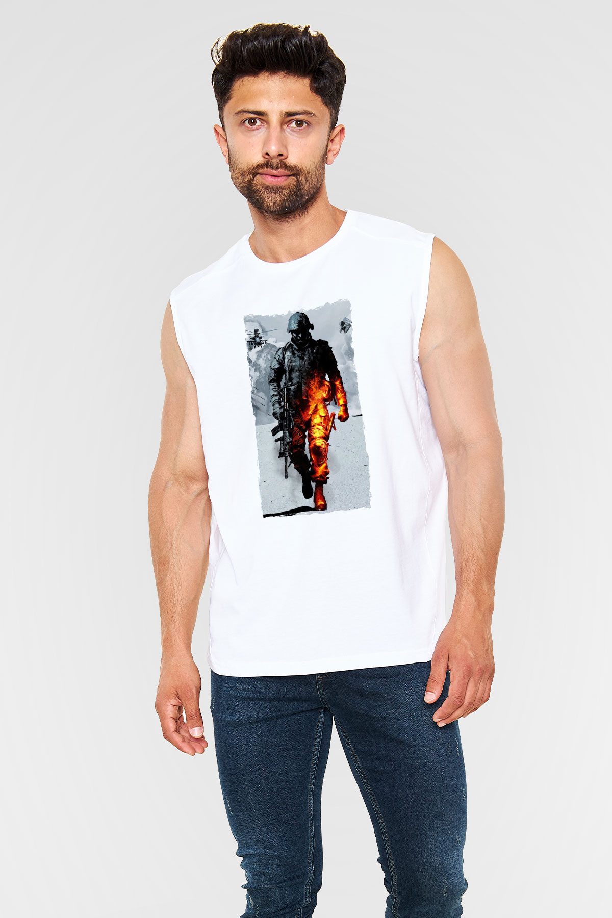 Battlefield Beyaz Unisex Kolsuz Tişört