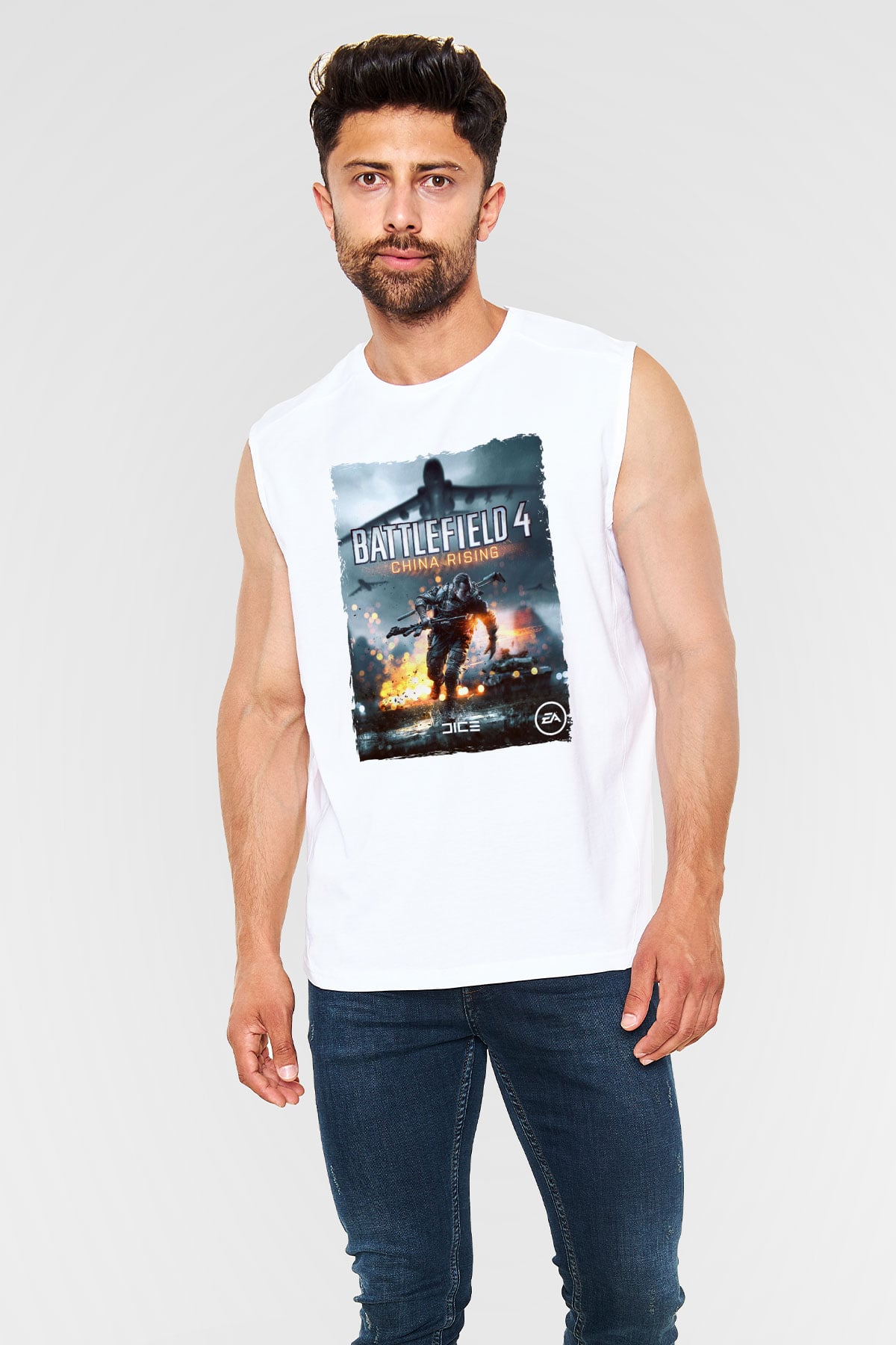 Battlefield Beyaz Unisex Kolsuz Tişört