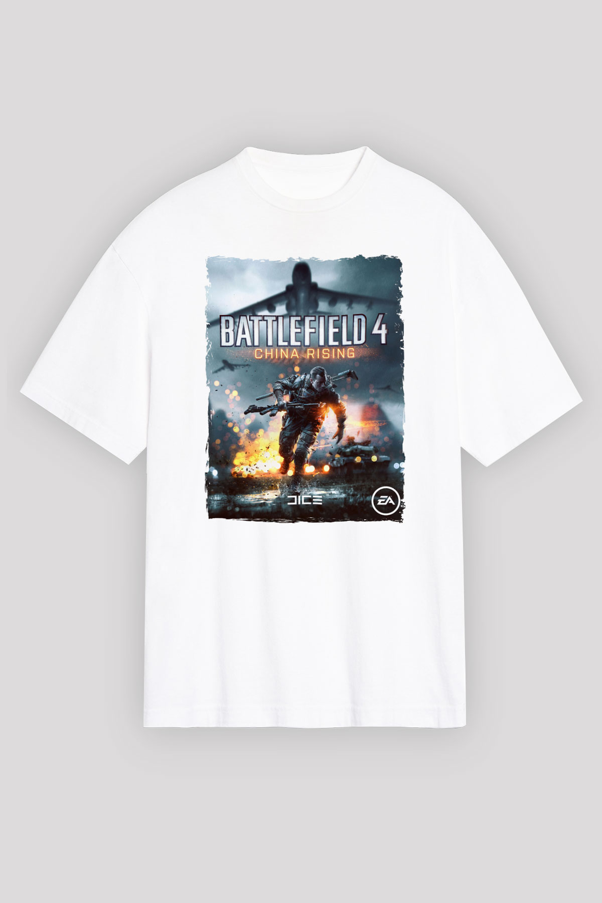 Battlefield Beyaz Oversize Tişört Oversize T-shirt