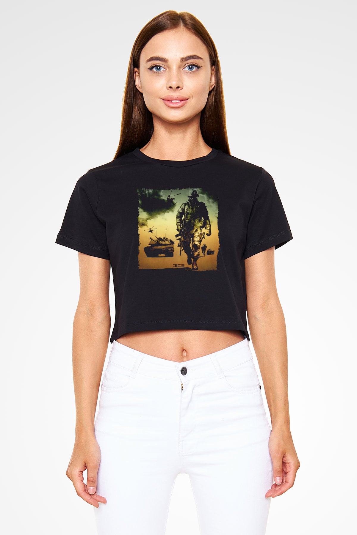 Battlefield Siyah  Crop Top Tişört