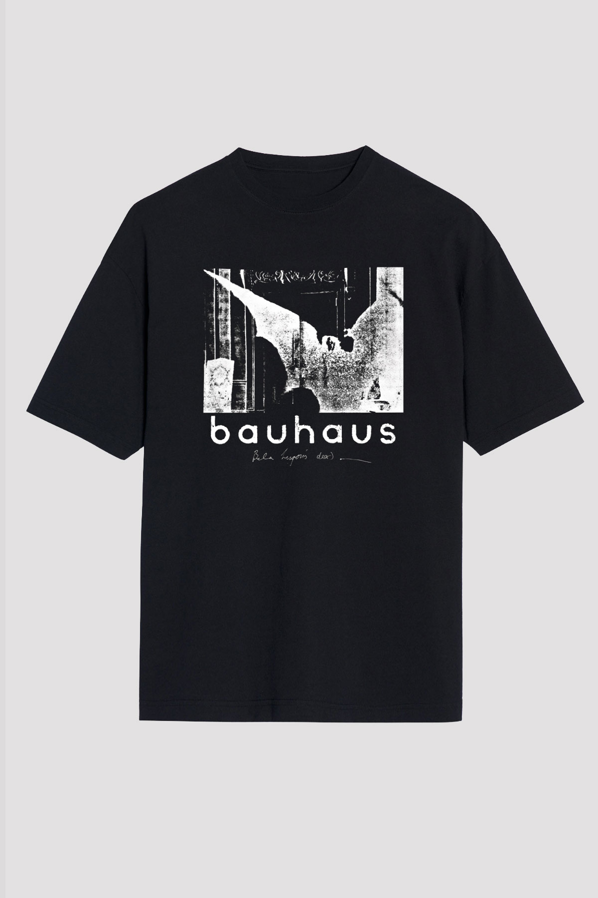 Bauhaus Baskılı Unisex Siyah Oversize Tişört