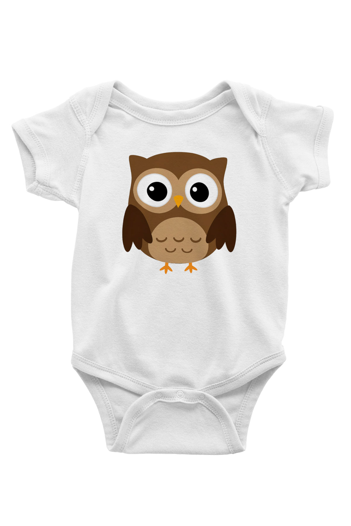 Baykuş Baskılı Beyaz Unisex Bebek Body - Zıbın