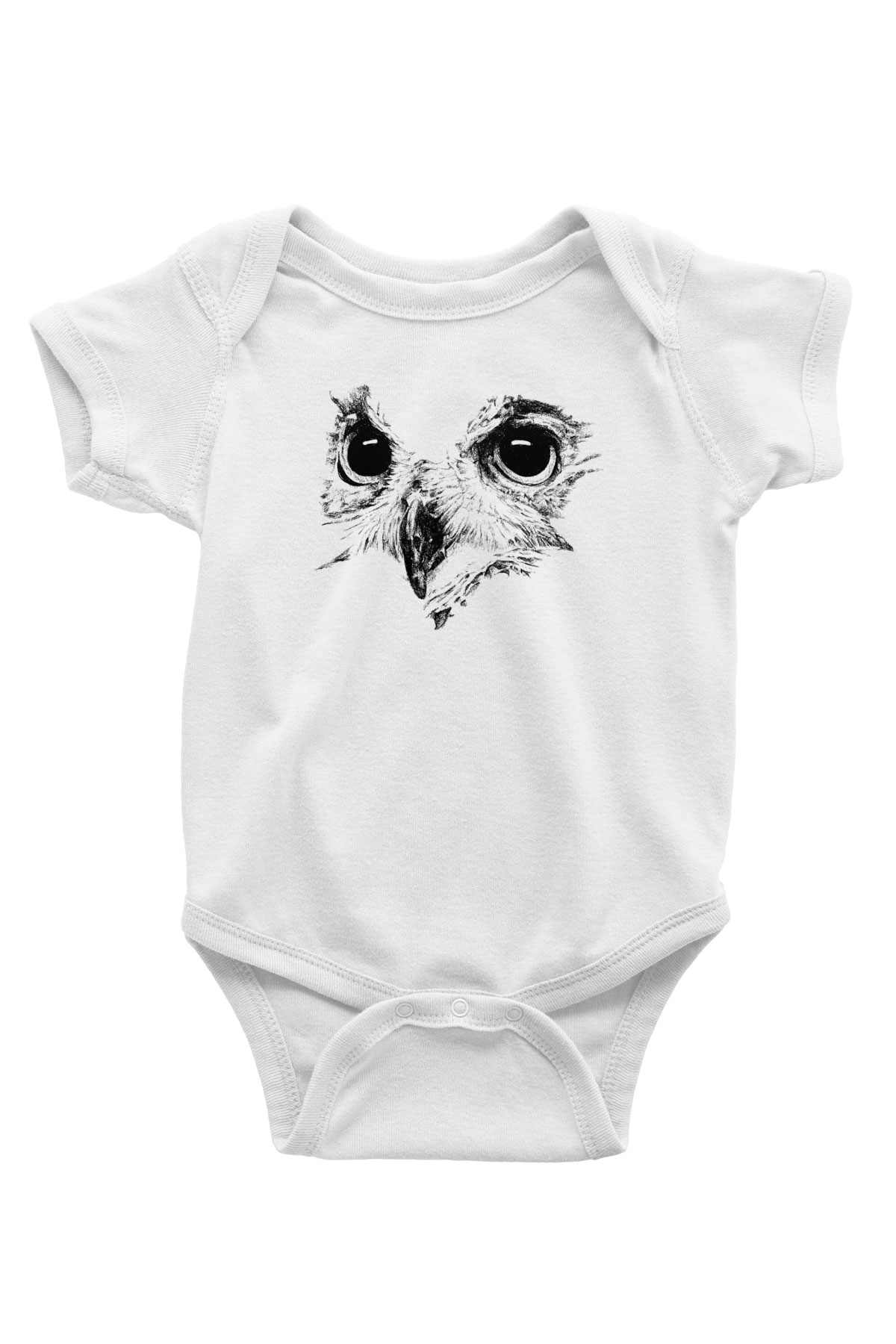 Baykuş Baskılı Beyaz Unisex Bebek Body - Zıbın