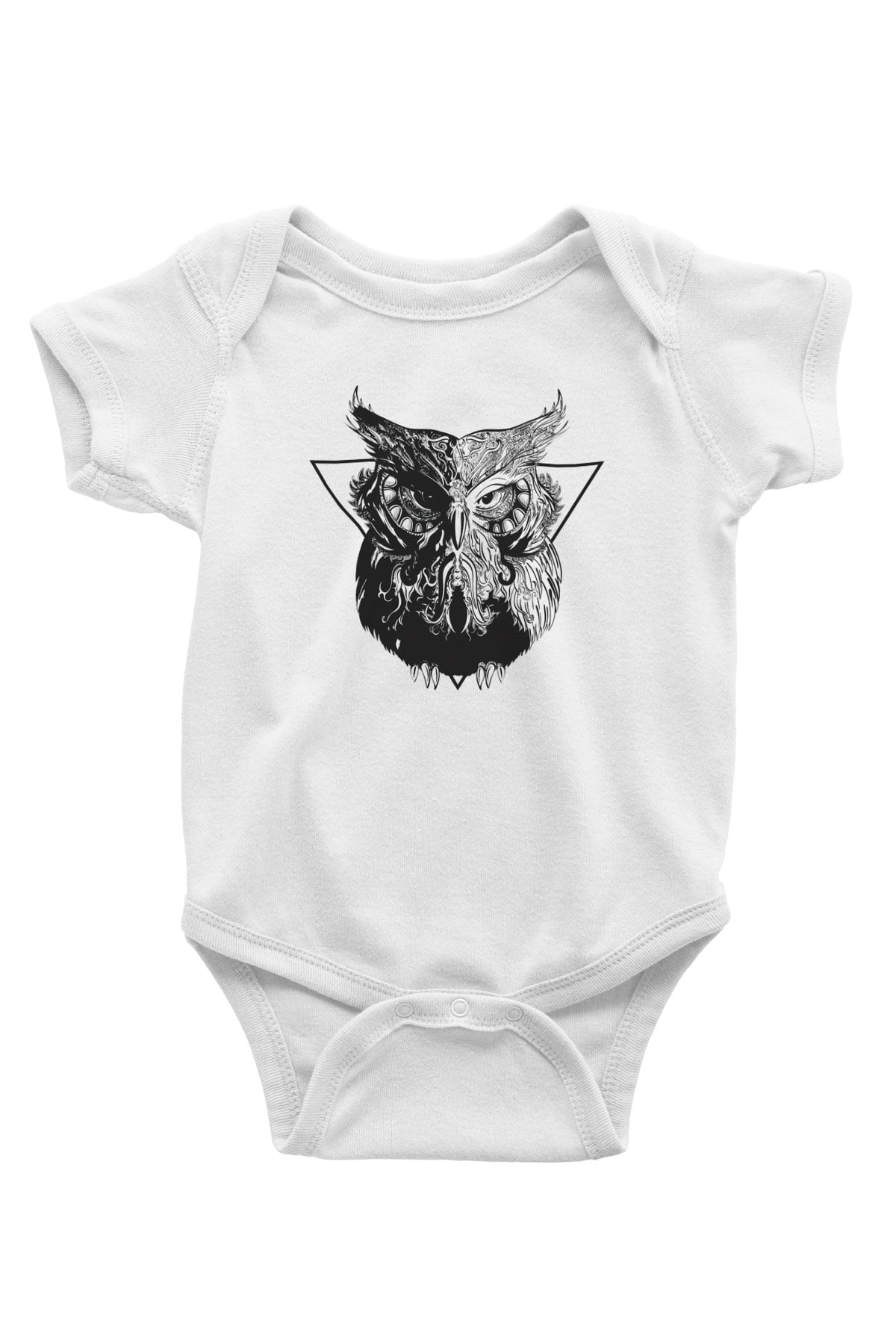 Baykuş Baskılı Beyaz Unisex Bebek Body - Zıbın