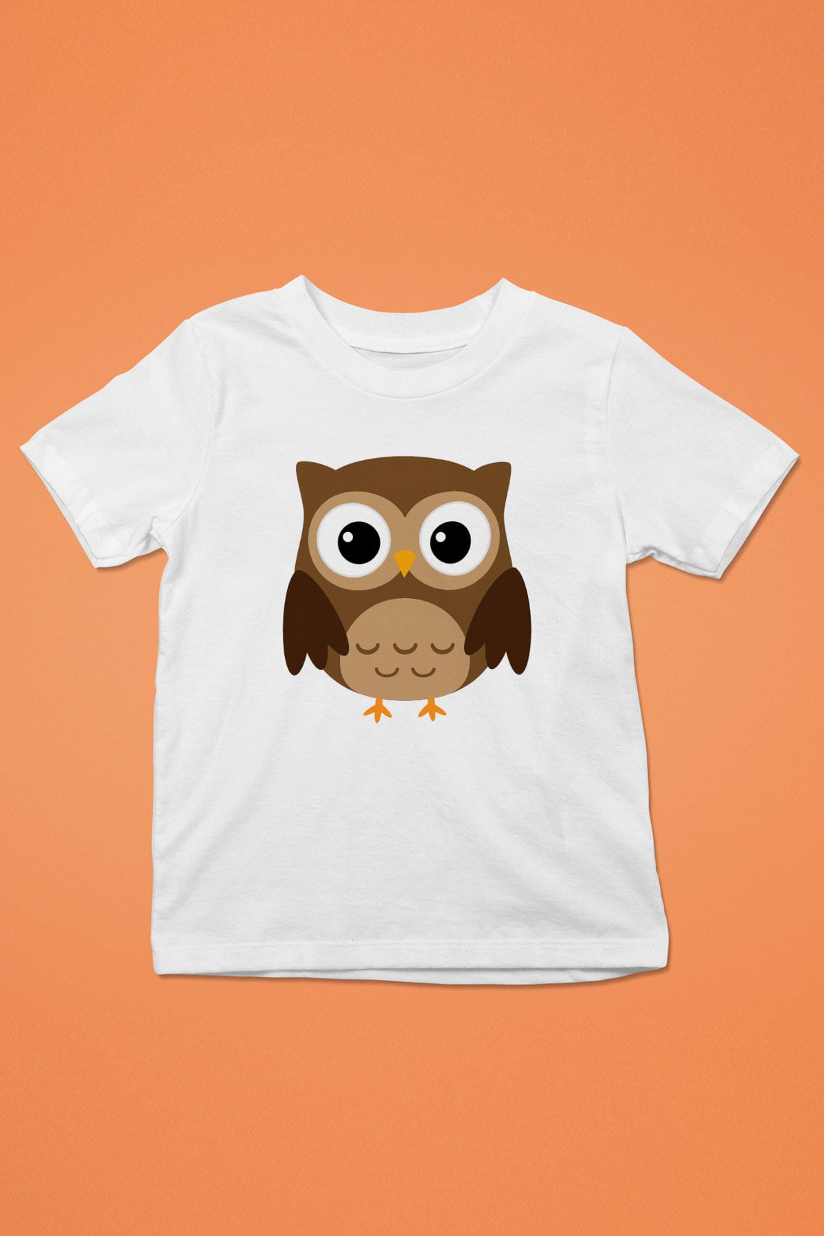Baykuş Baskılı Beyaz Unisex Çocuk Tişört