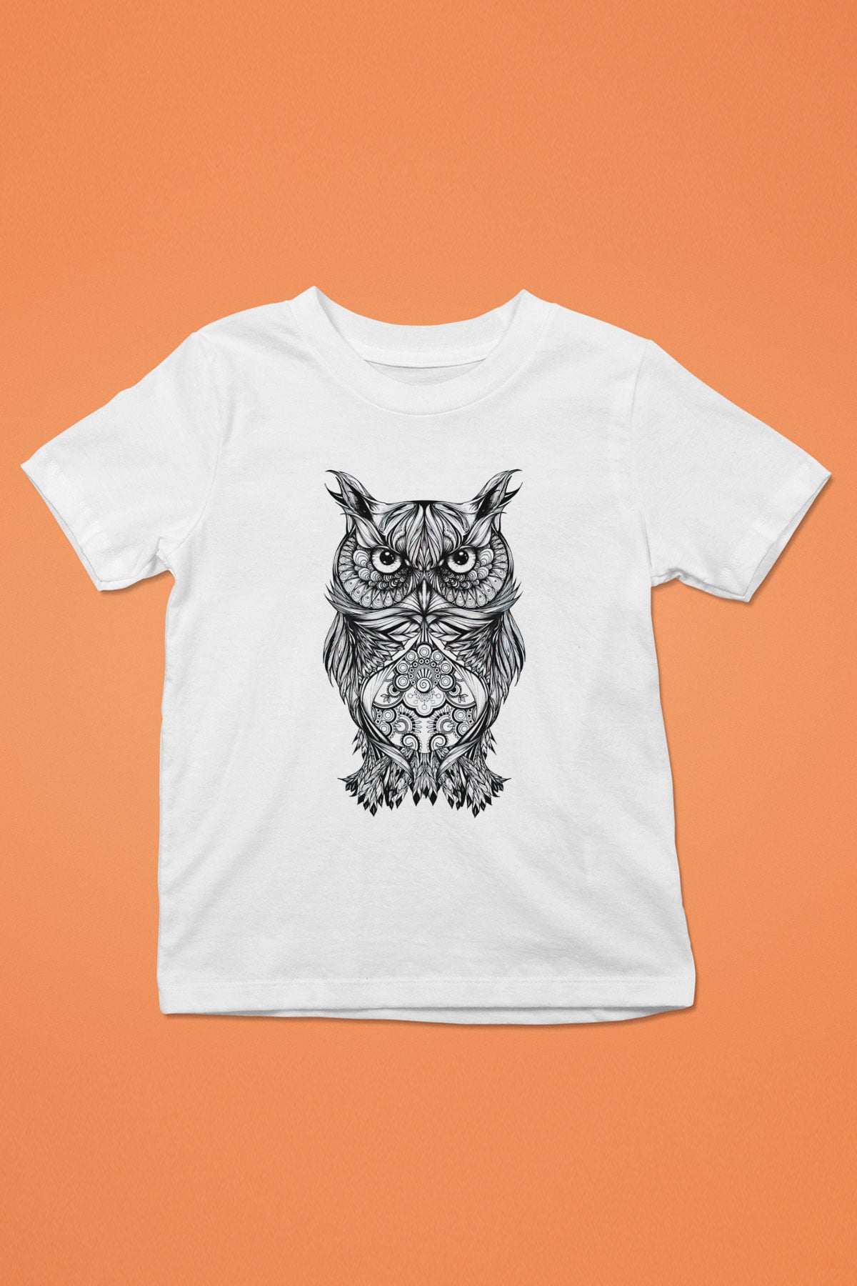 Baykuş Baskılı Beyaz Unisex Çocuk Tişört