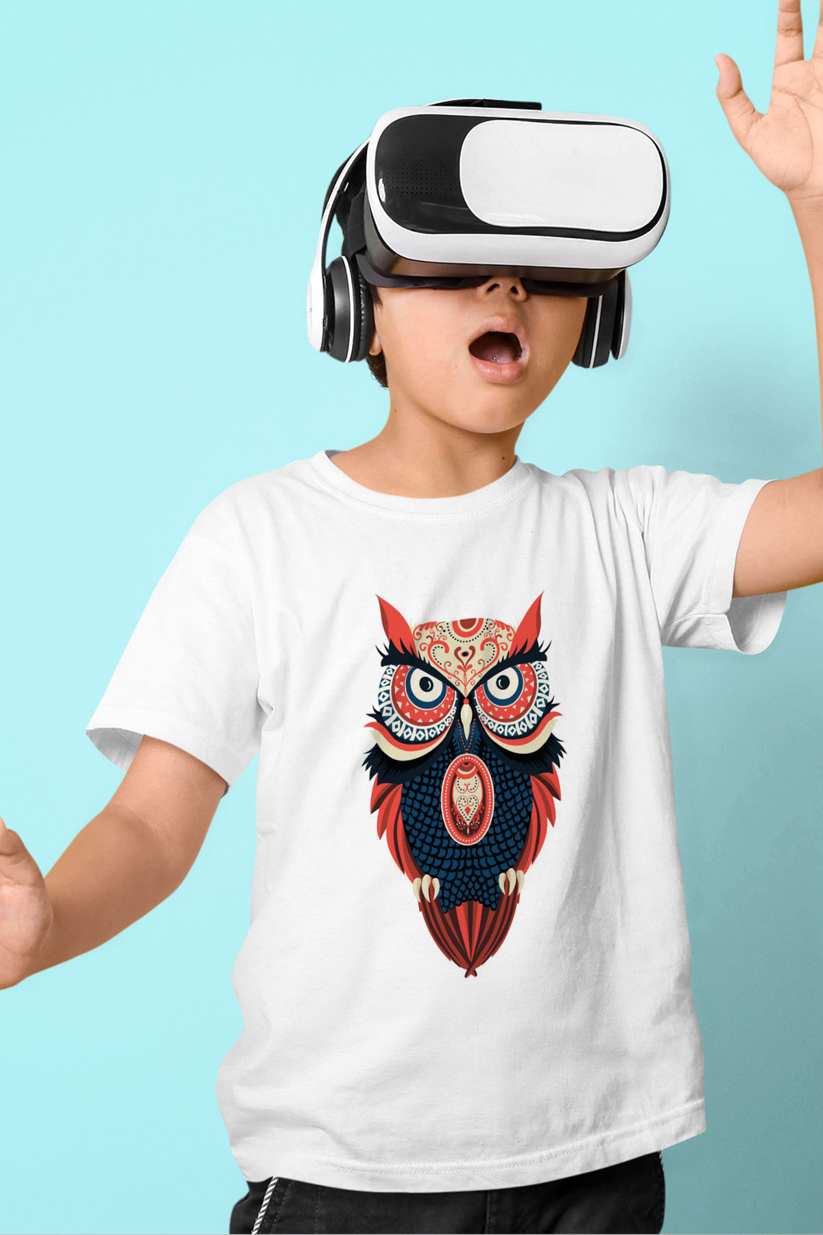 Baykuş Beyaz Unisex Çocuk Tişört