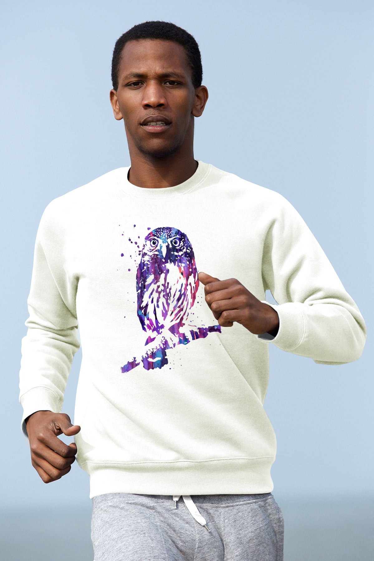 Baykuş Beyaz Unisex Sweatshirt