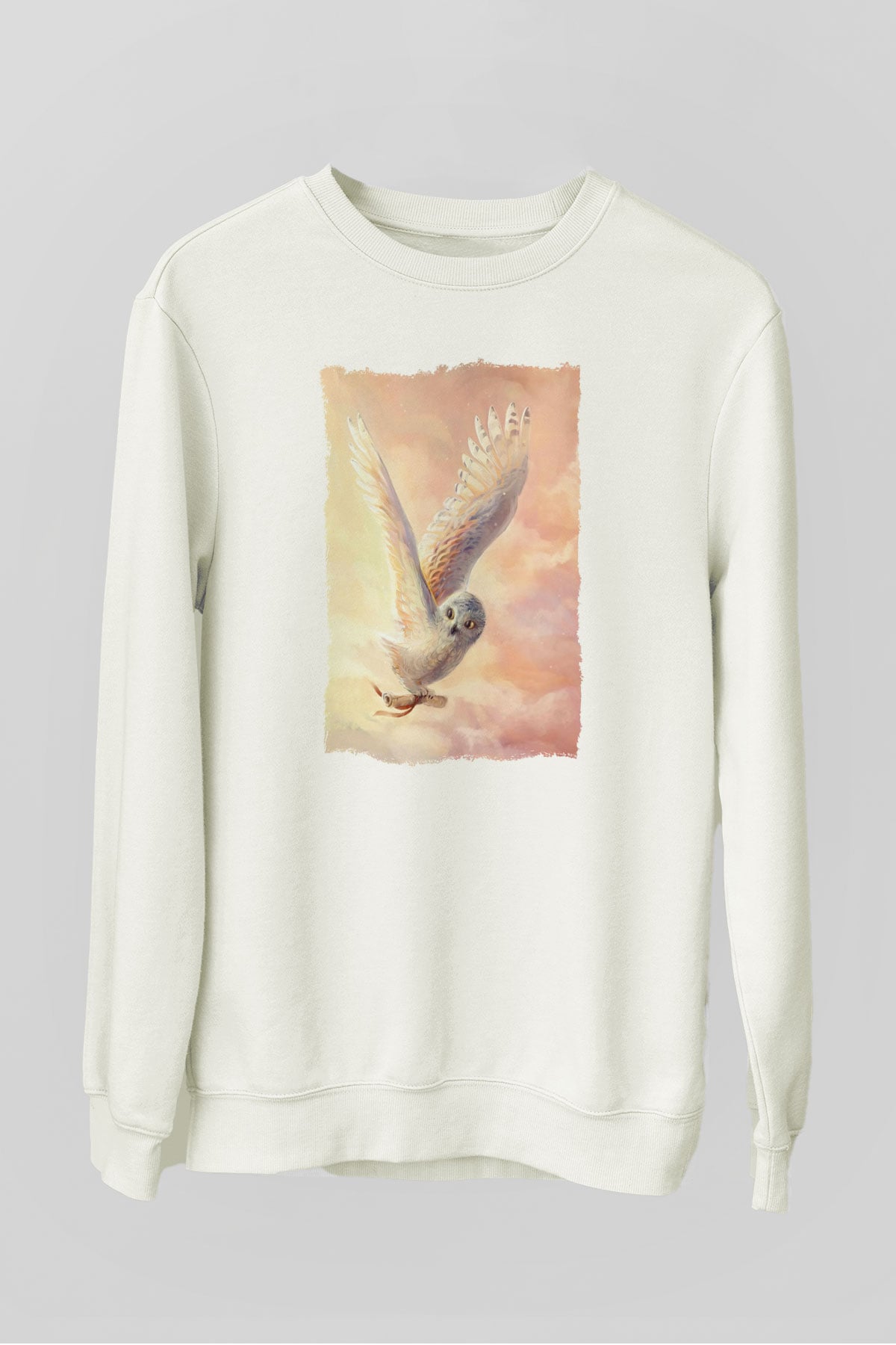 Baykuş Beyaz Unisex Sweatshirt