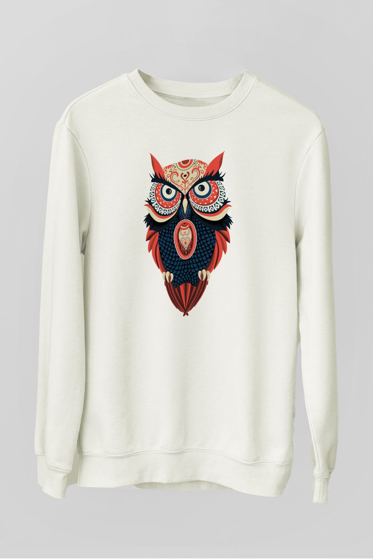 Baykuş Beyaz Unisex Sweatshirt