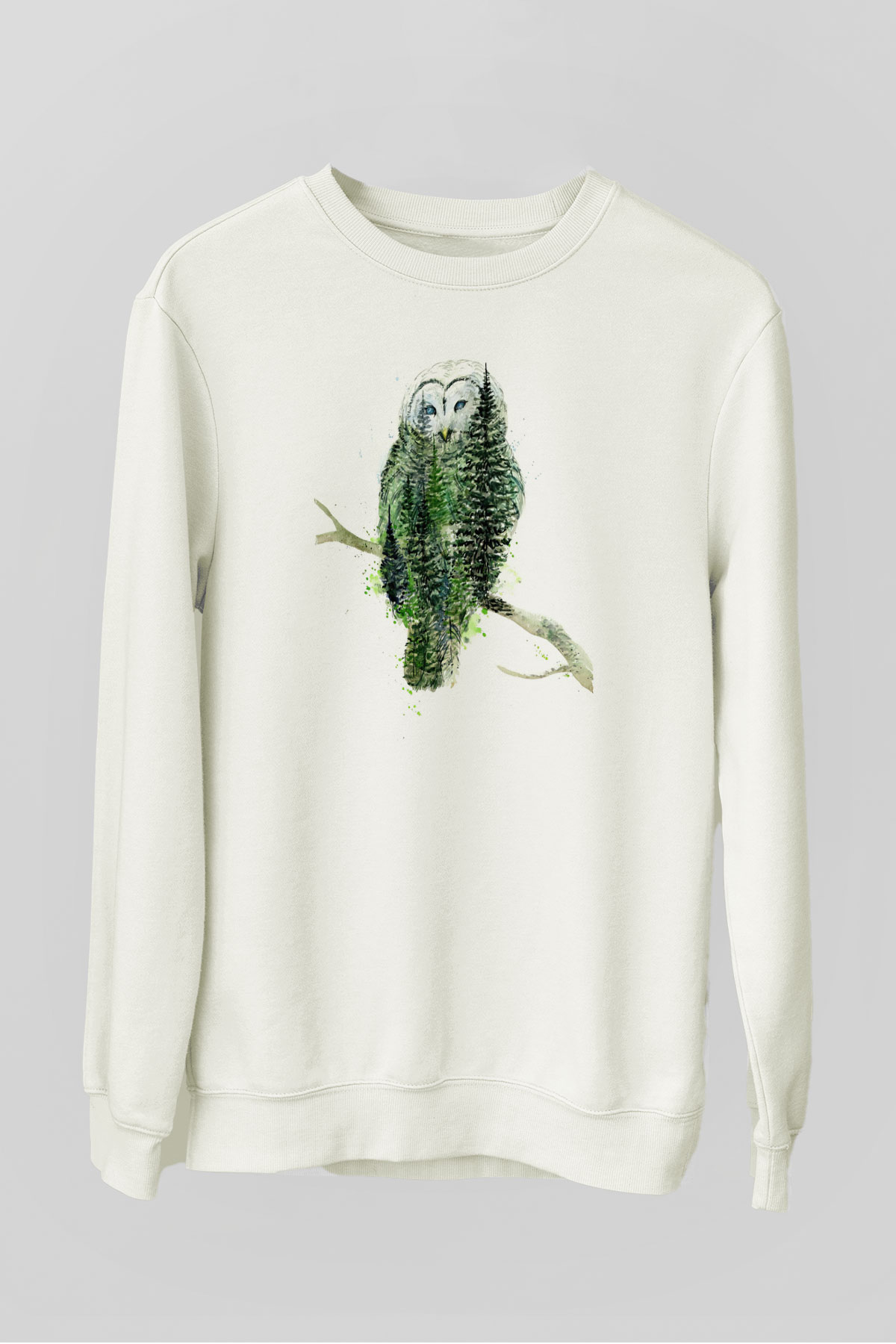 Baykuş Beyaz Unisex Sweatshirt