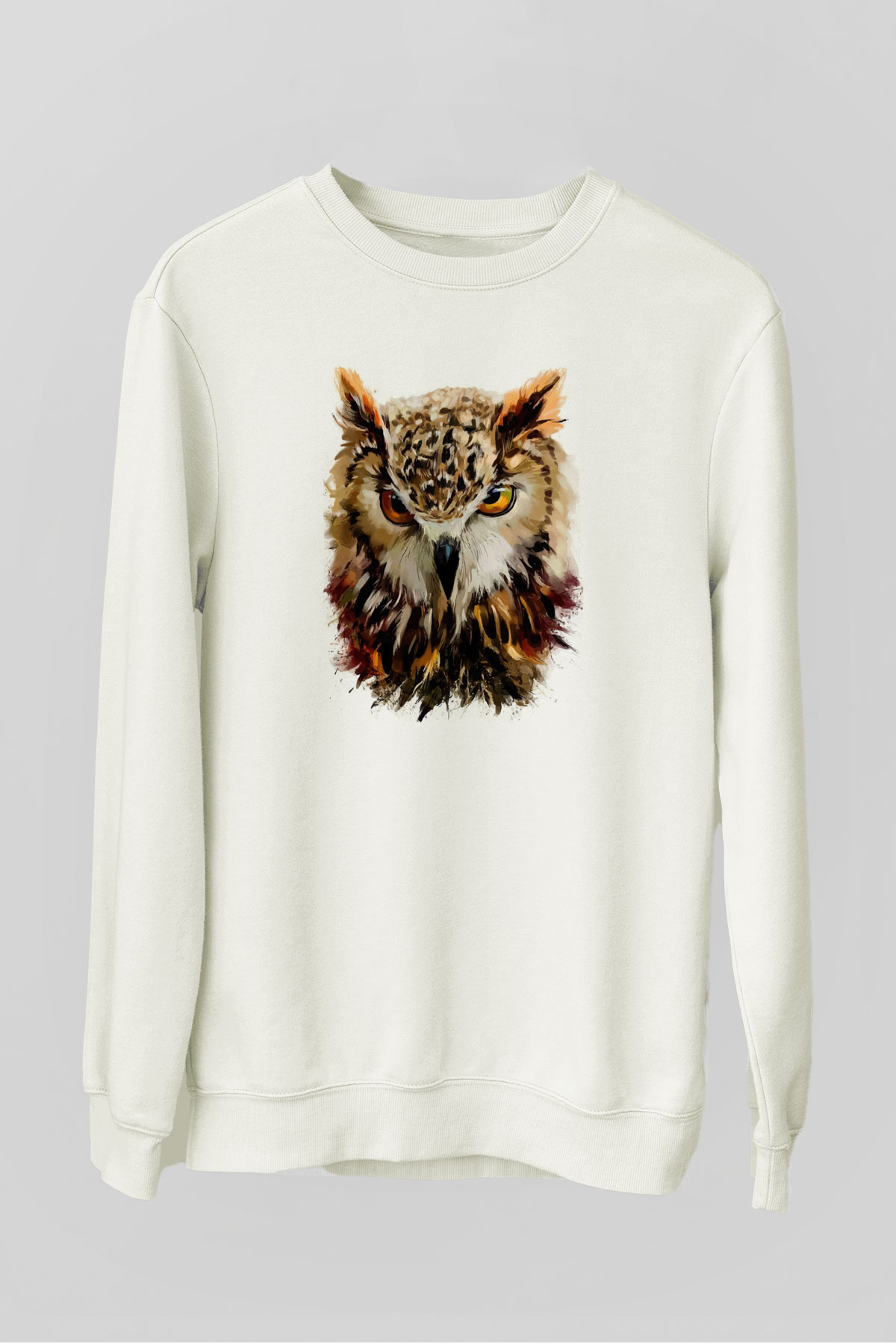 Baykuş Beyaz Unisex Sweatshirt
