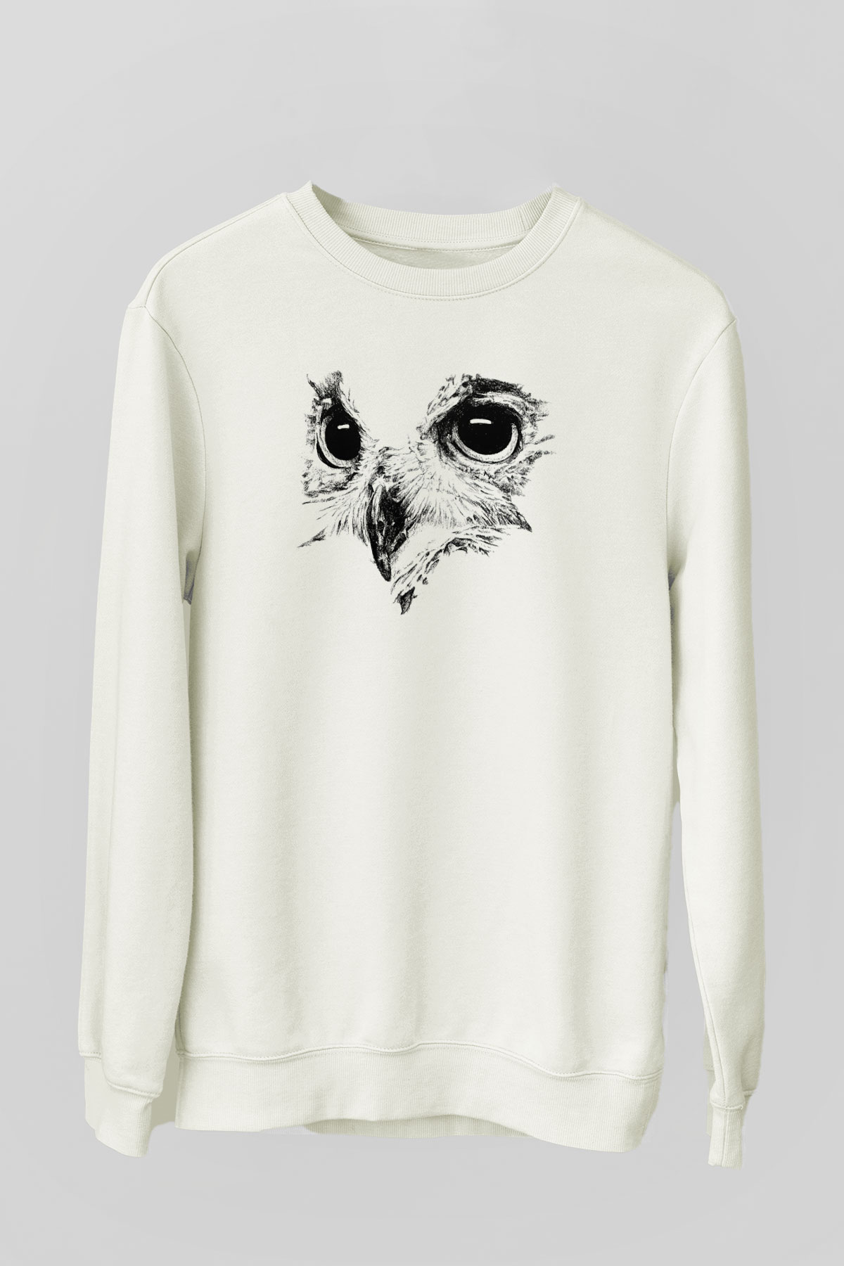 Baykuş Beyaz Unisex Sweatshirt