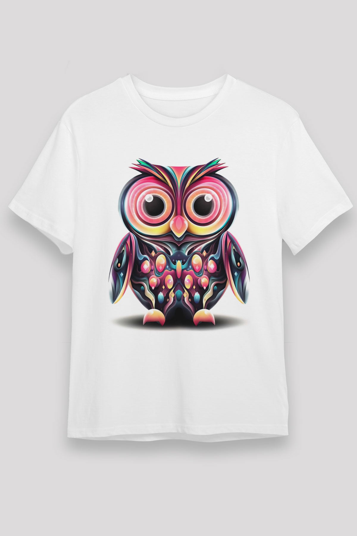 Baykuş Beyaz Unisex Tişört T-Shirt - TişörtFabrikası