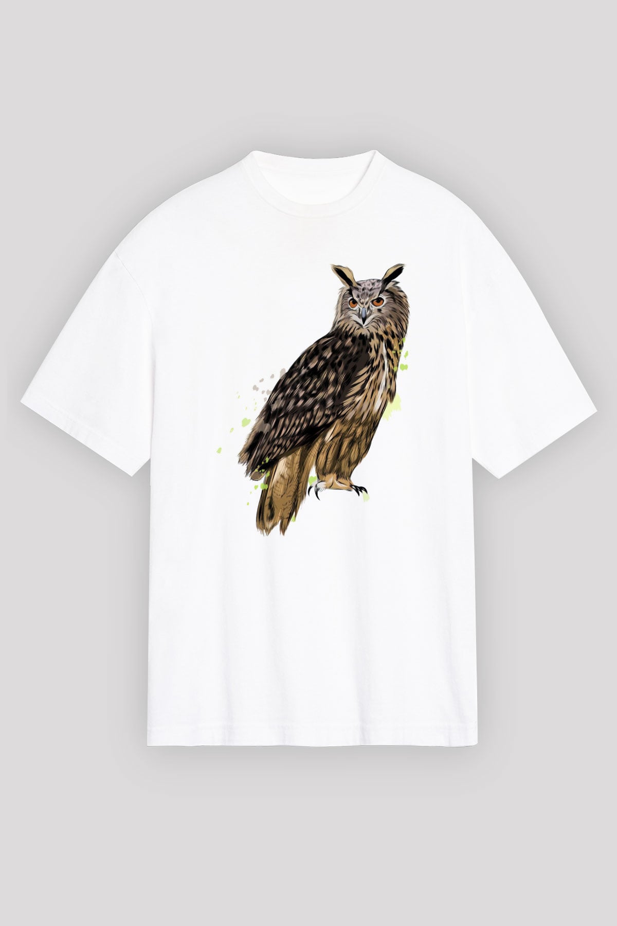 Baykuş Beyaz Oversize Tişört Oversize T-shirt - TişörtFabrikası