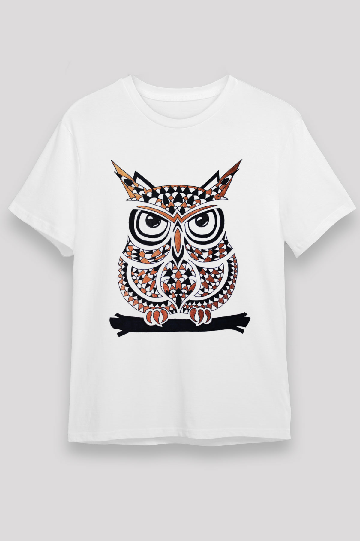 Baykuş Beyaz Unisex Tişört T-Shirt - TişörtFabrikası