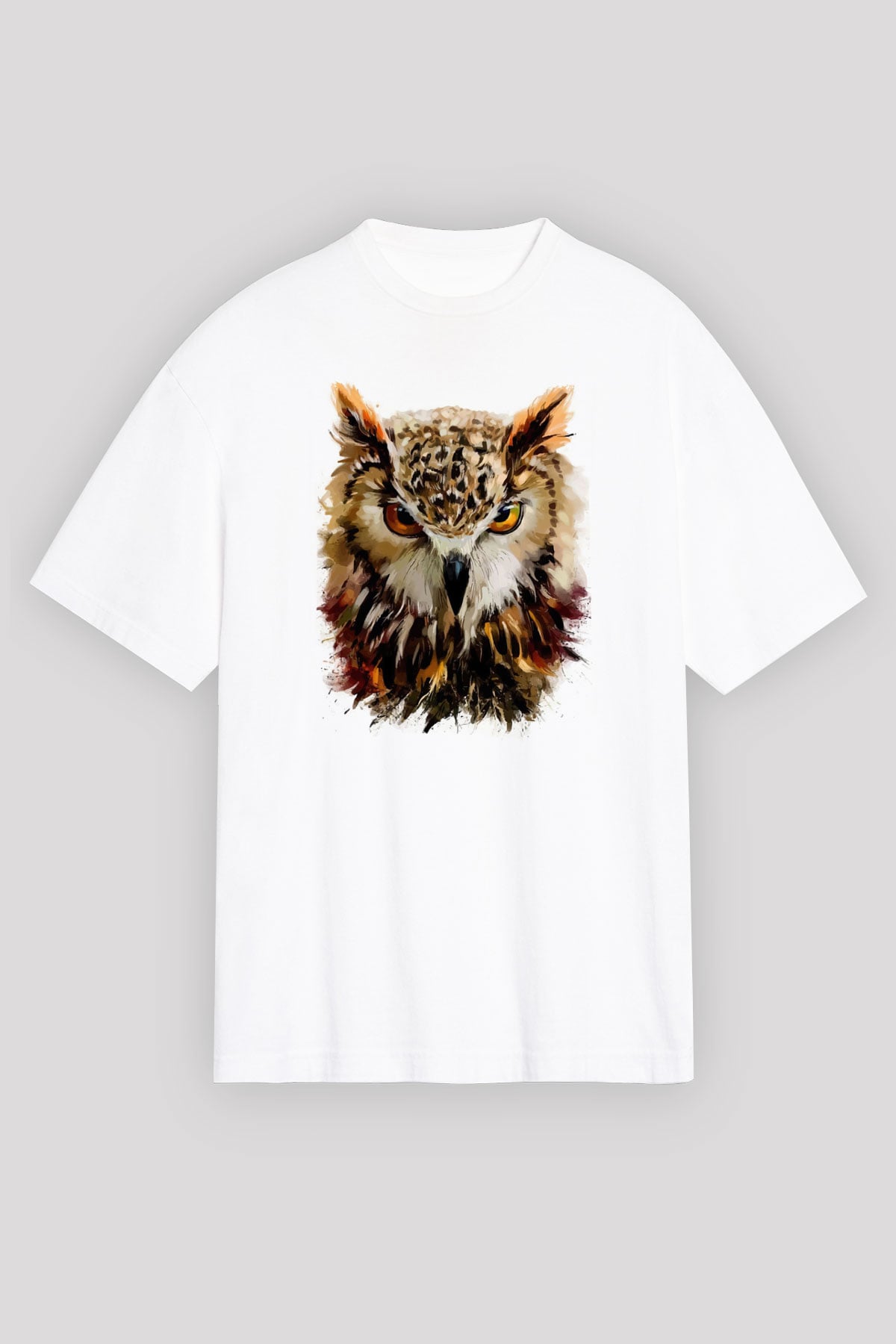 Baykuş Beyaz Oversize Tişört Oversize T-shirt - TişörtFabrikası