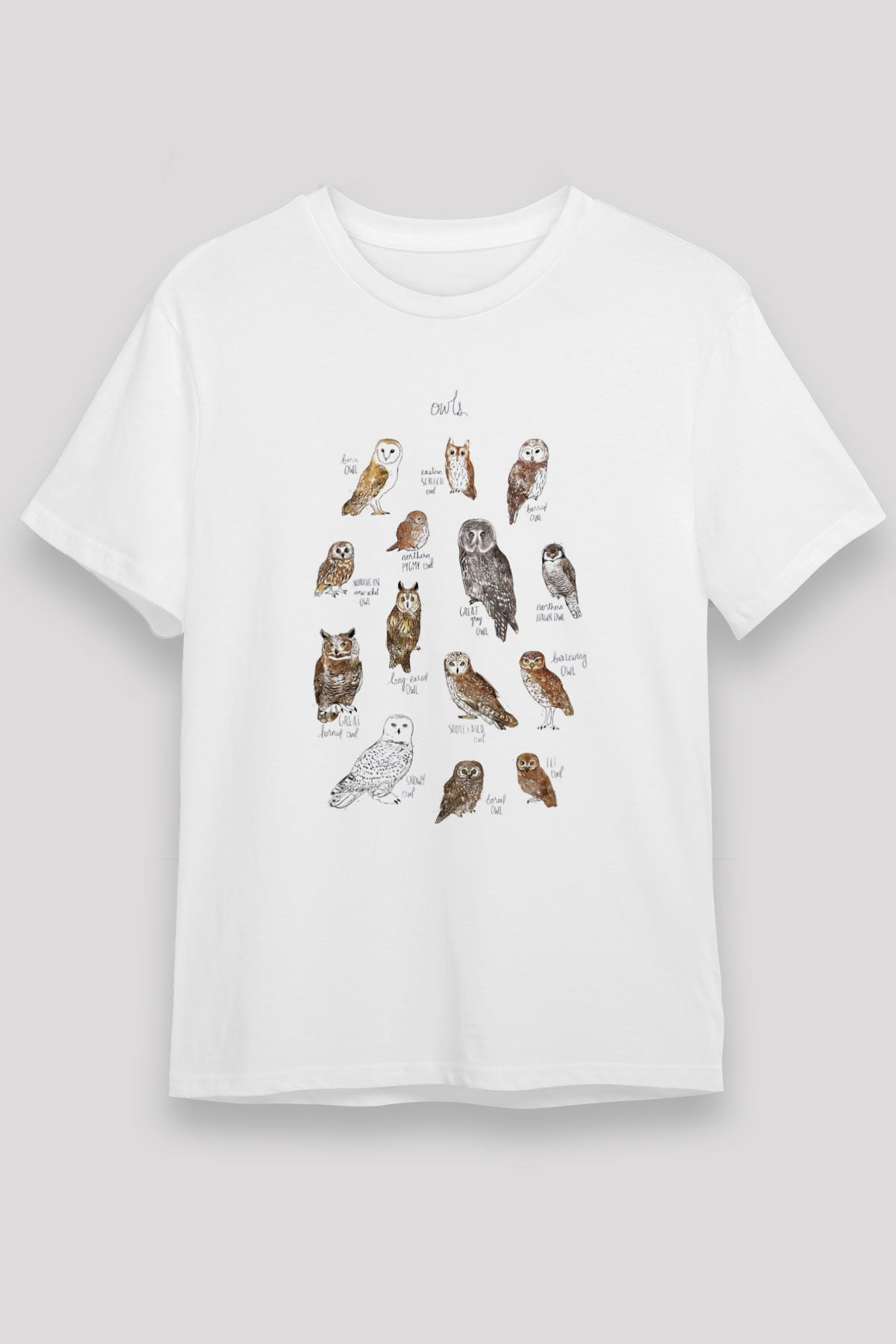 Baykuş Beyaz Unisex Tişört T-Shirt - TişörtFabrikası