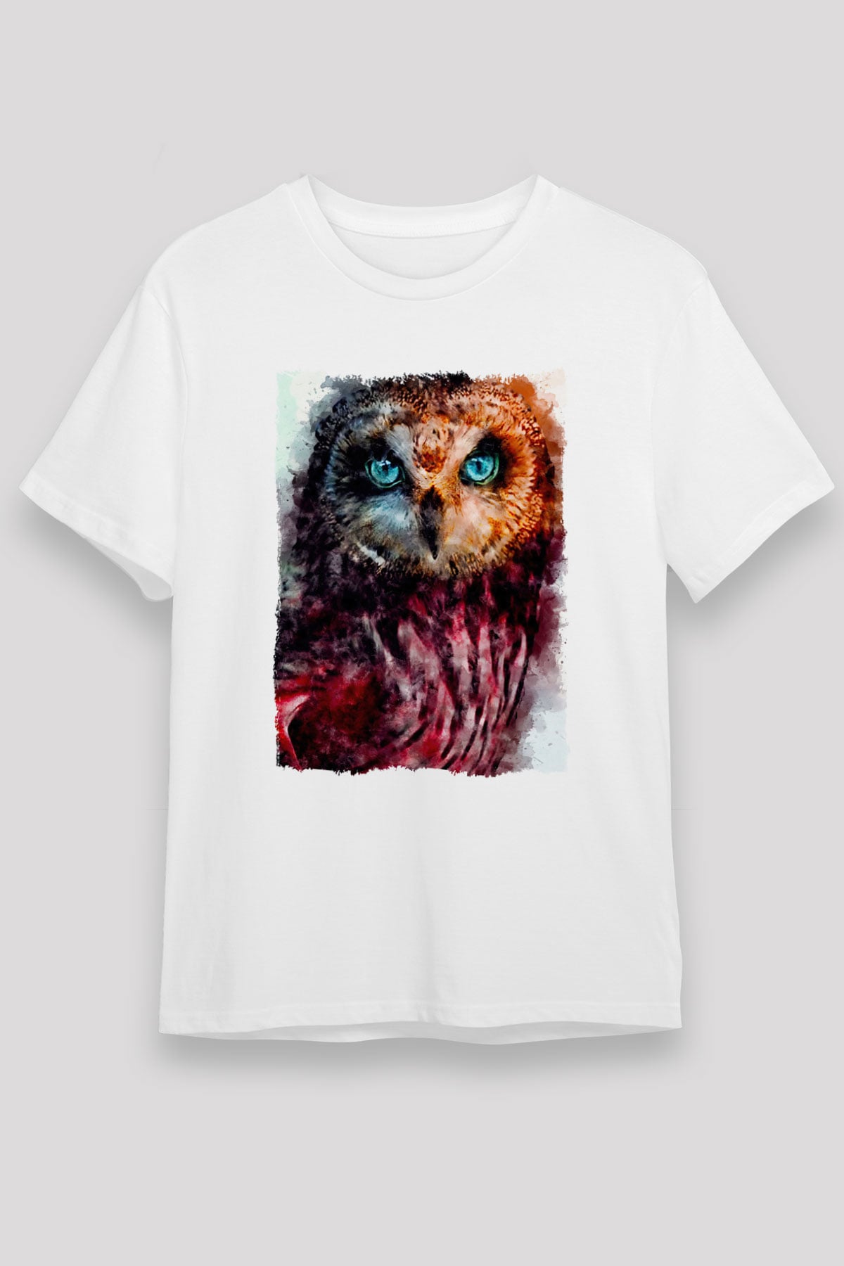 Baykuş Beyaz Unisex Tişört T-Shirt - TişörtFabrikası