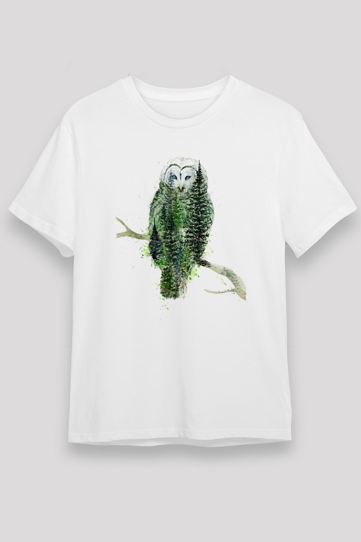 Baykuş Beyaz Unisex Tişört T-Shirt - TişörtFabrikası