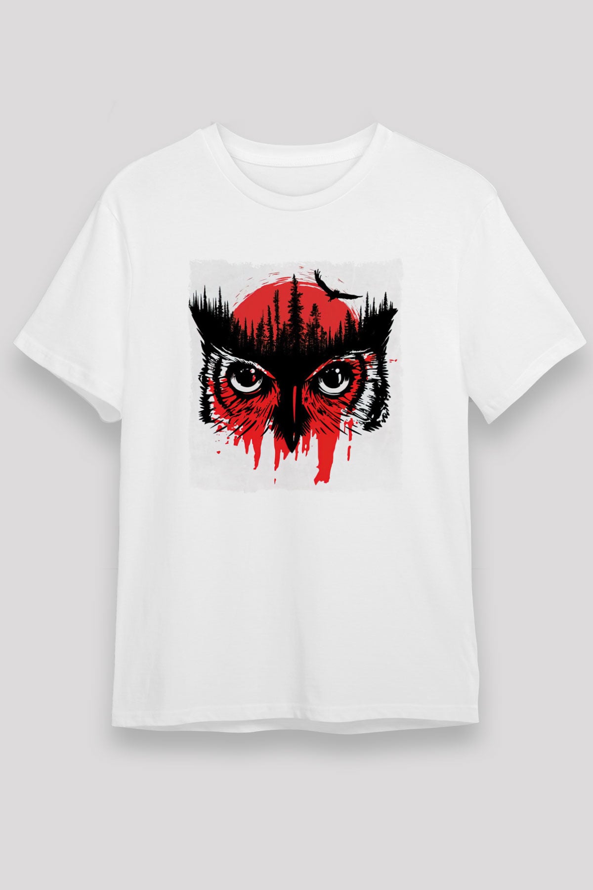 Baykuş Beyaz Unisex Tişört T-Shirt - TişörtFabrikası