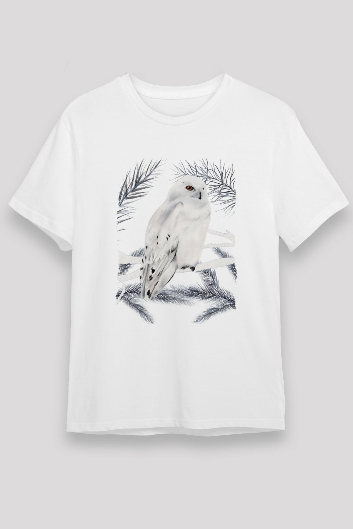 Baykuş Beyaz Unisex Tişört T-Shirt - TişörtFabrikası