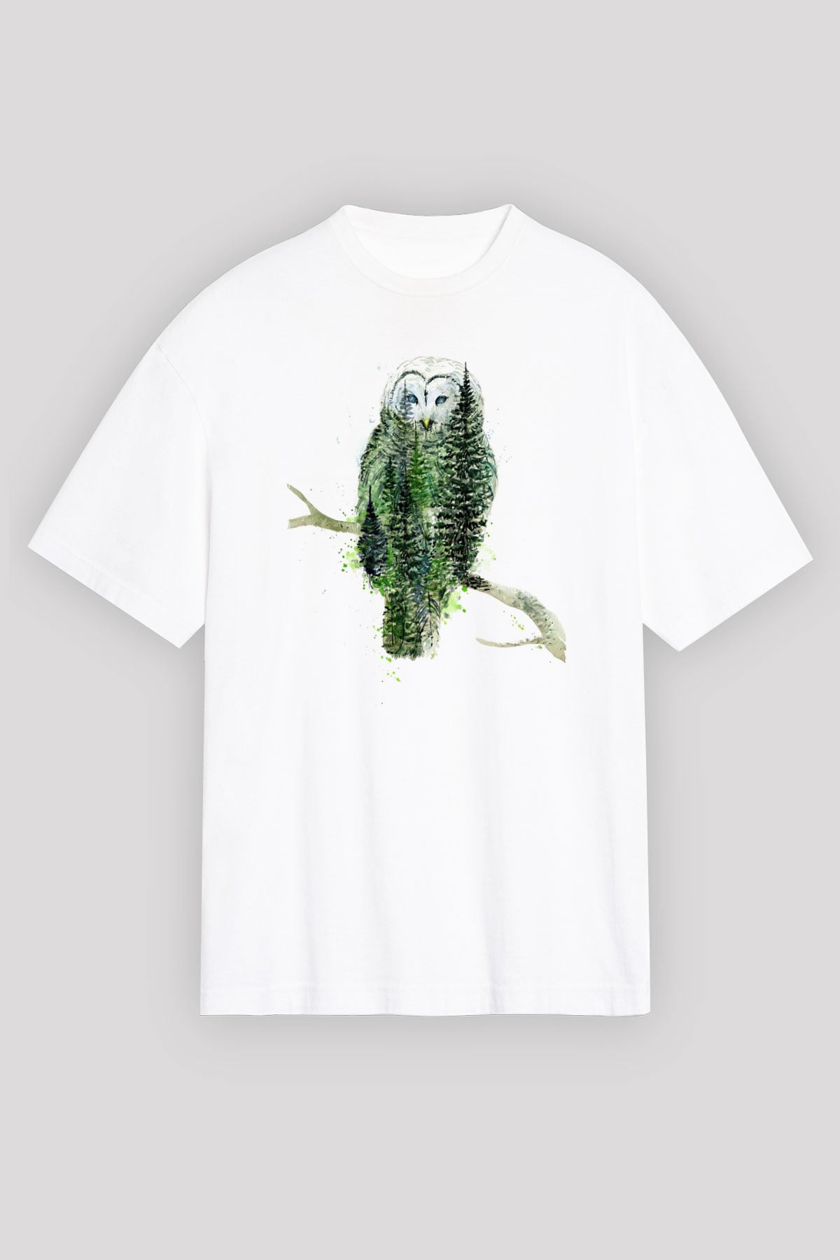 Baykuş Beyaz Oversize Tişört Oversize T-shirt - TişörtFabrikası