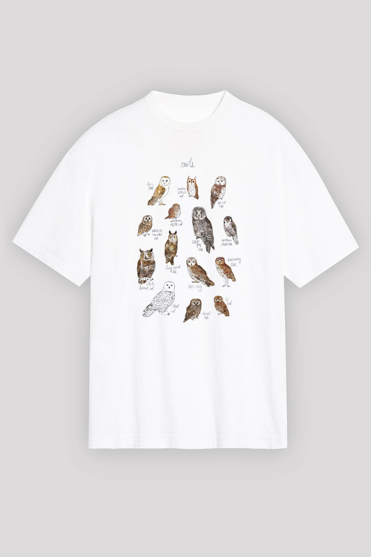 Baykuş Beyaz Oversize Tişört Oversize T-shirt - TişörtFabrikası