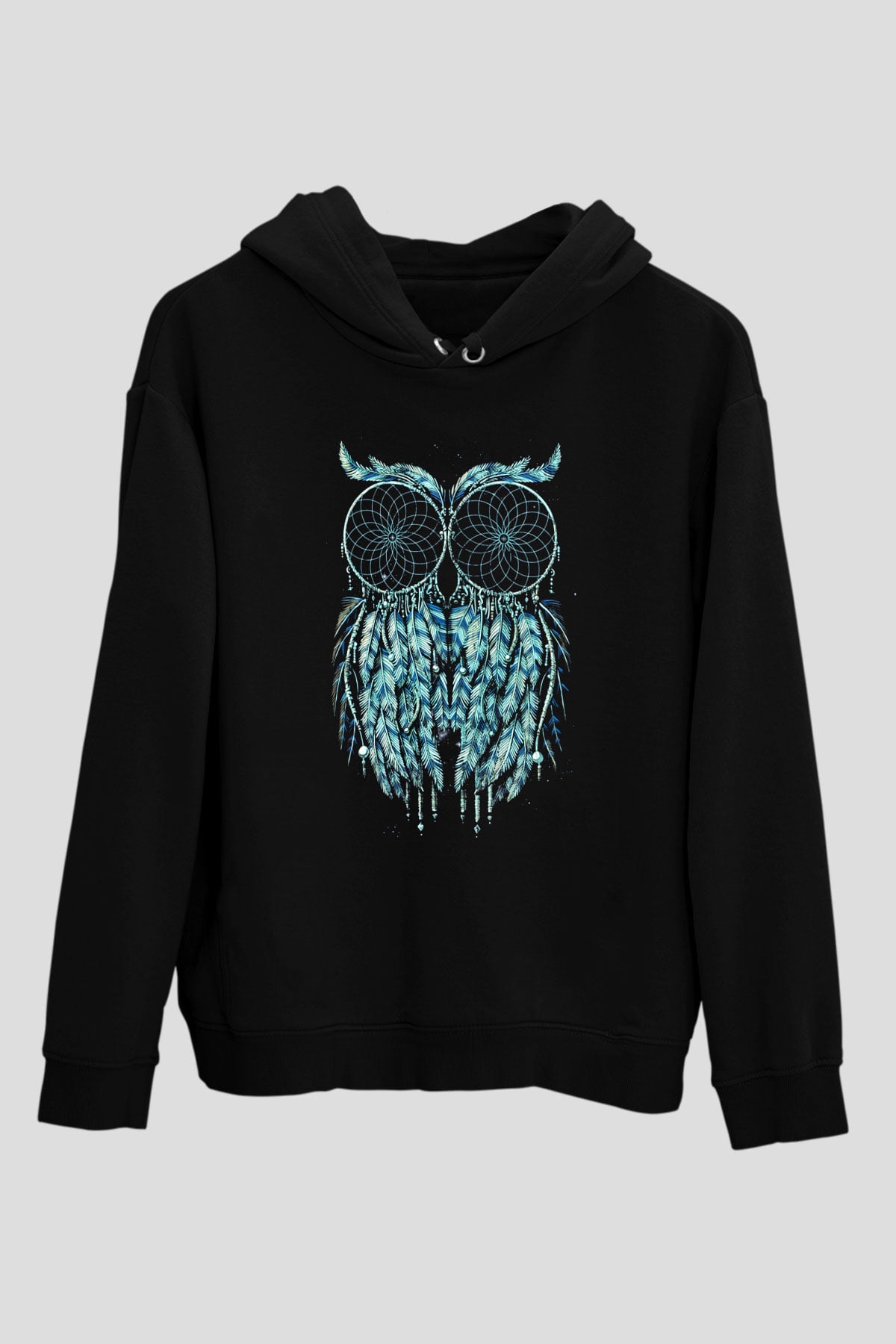Baykuş Siyah Unisex Hoodie