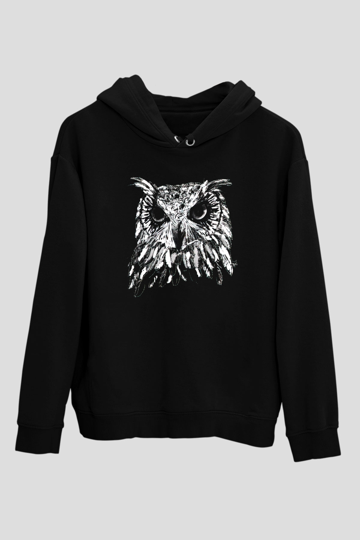Baykuş Siyah Unisex Hoodie