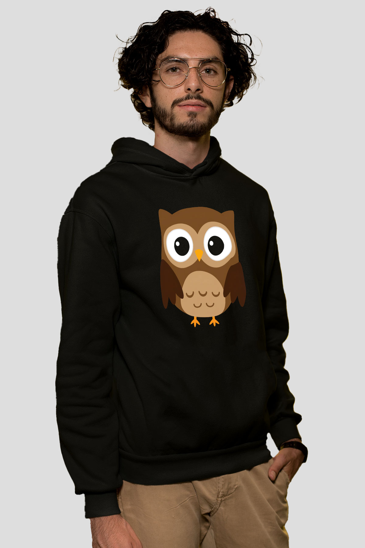 Baykuş Siyah Unisex Hoodie