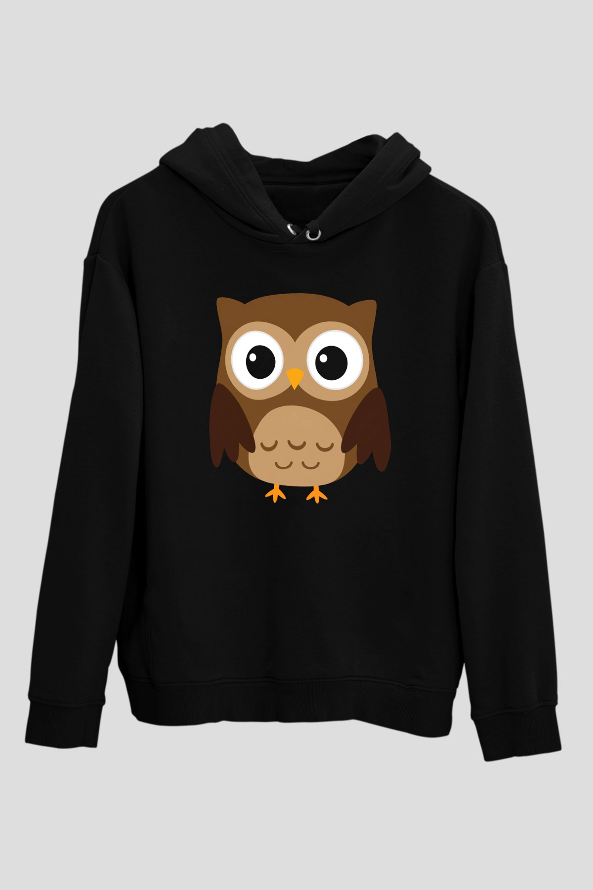 Baykuş Siyah Unisex Hoodie
