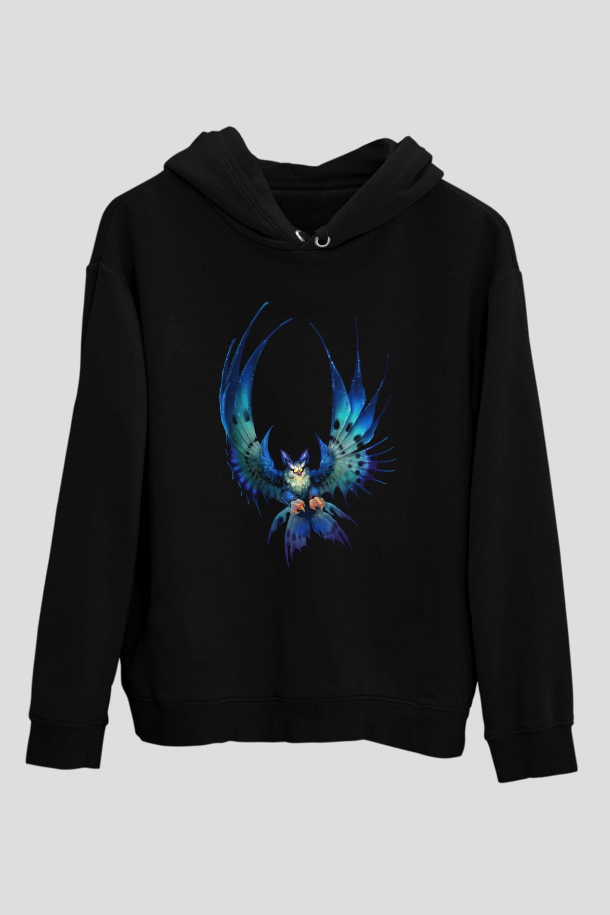 Baykuş Siyah Unisex Hoodie