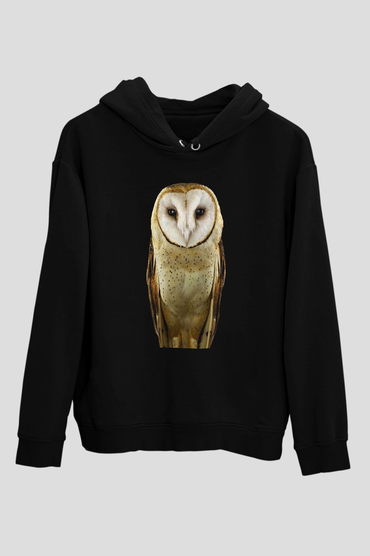 Baykuş Siyah Unisex Kapüşonlu Sweatshirt