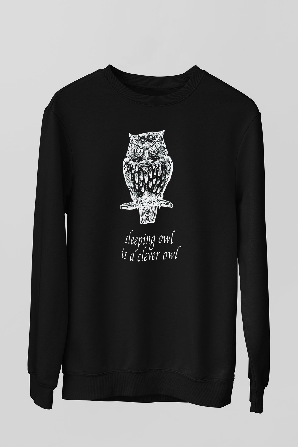Baykuş Siyah Unisex Sweatshirt