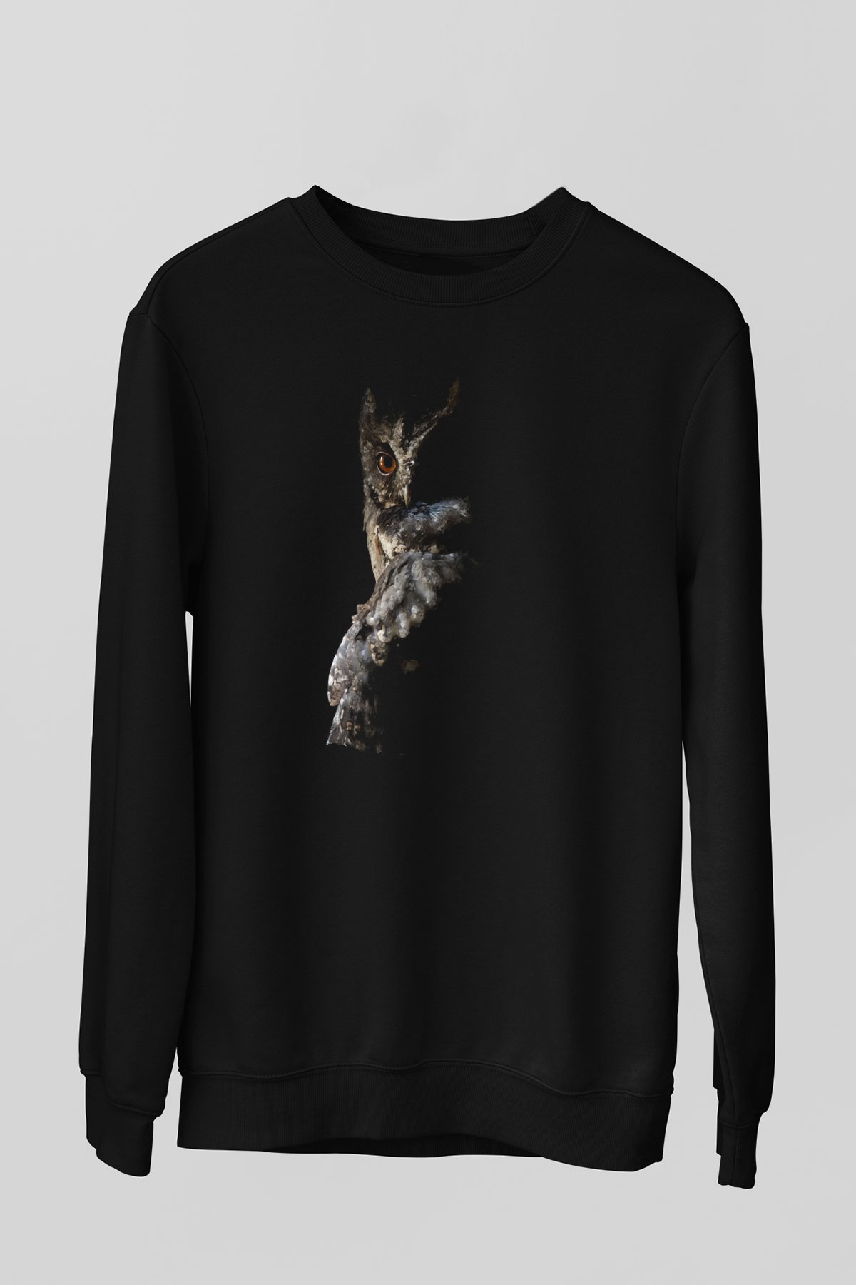 Baykuş Siyah Unisex Sweatshirt