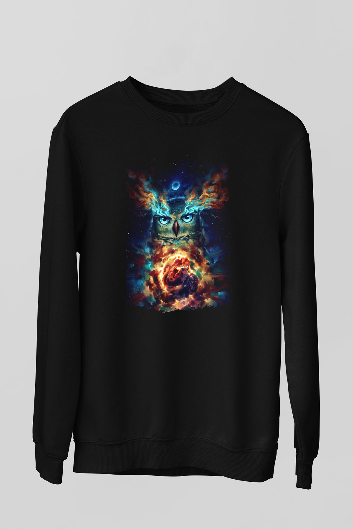 Baykuş Siyah Unisex Sweatshirt