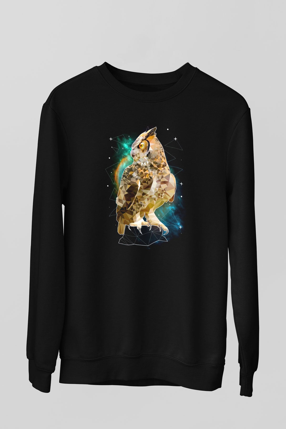 Baykuş Siyah Unisex Sweatshirt