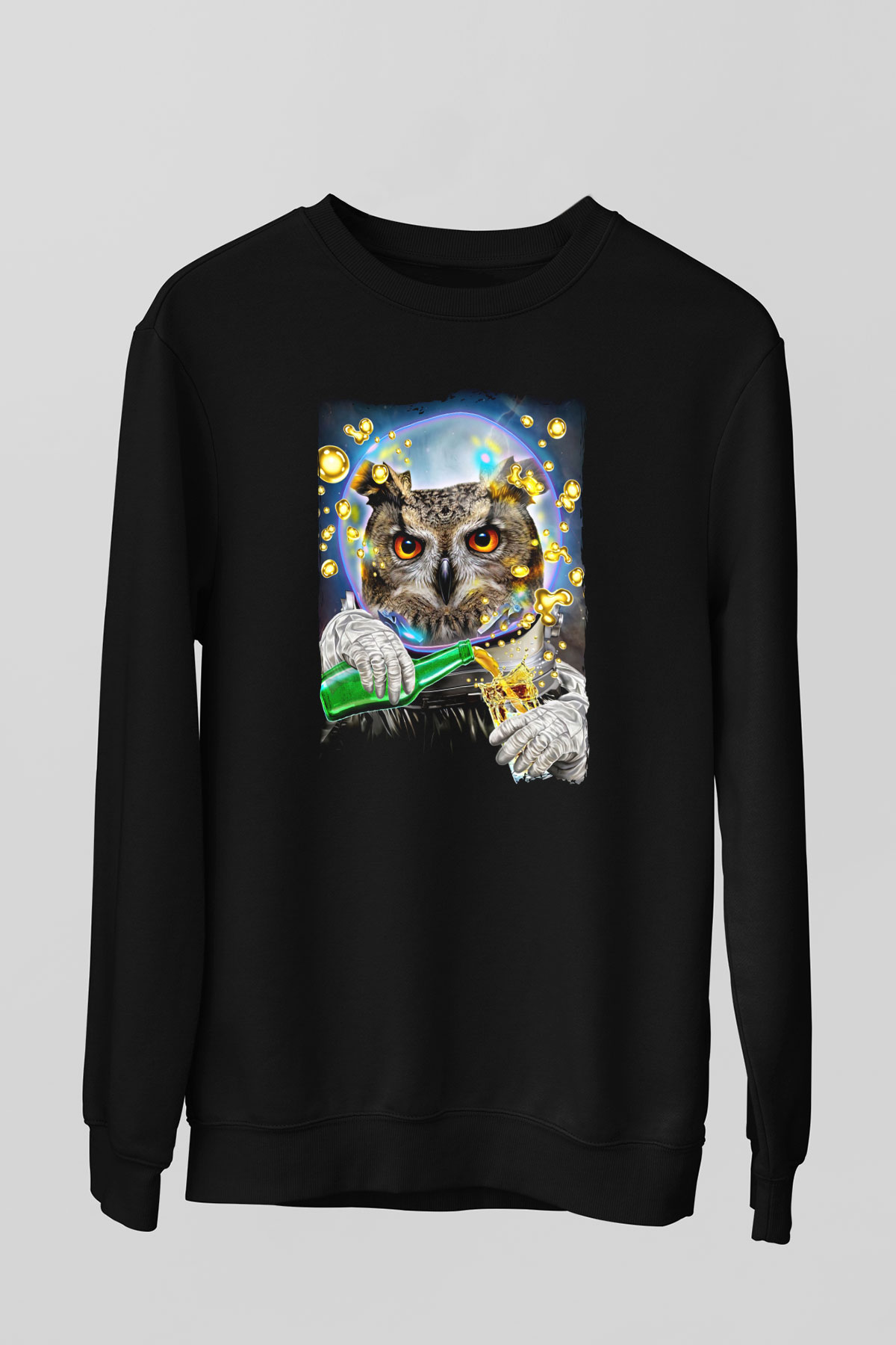 Baykuş Siyah Unisex Sweatshirt