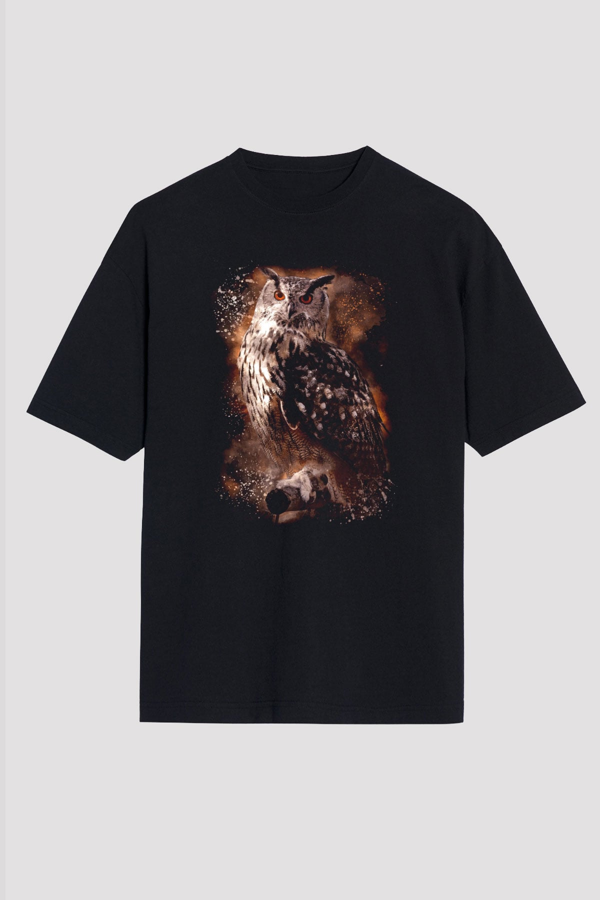 Baykuş Siyah Oversize Tişört Oversize T-shirt - TişörtFabrikası