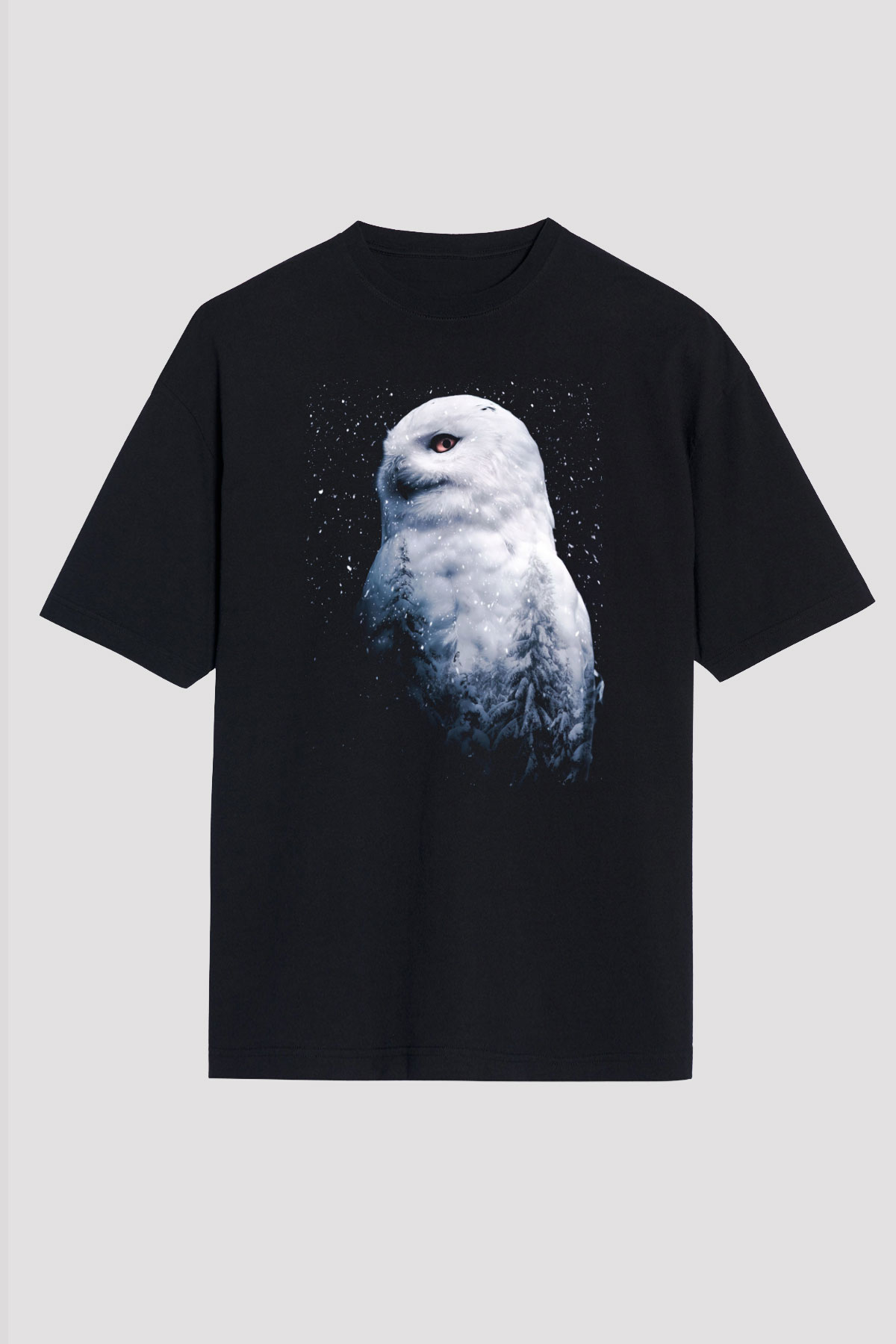 Baykuş Siyah Oversize Tişört Oversize T-shirt - TişörtFabrikası