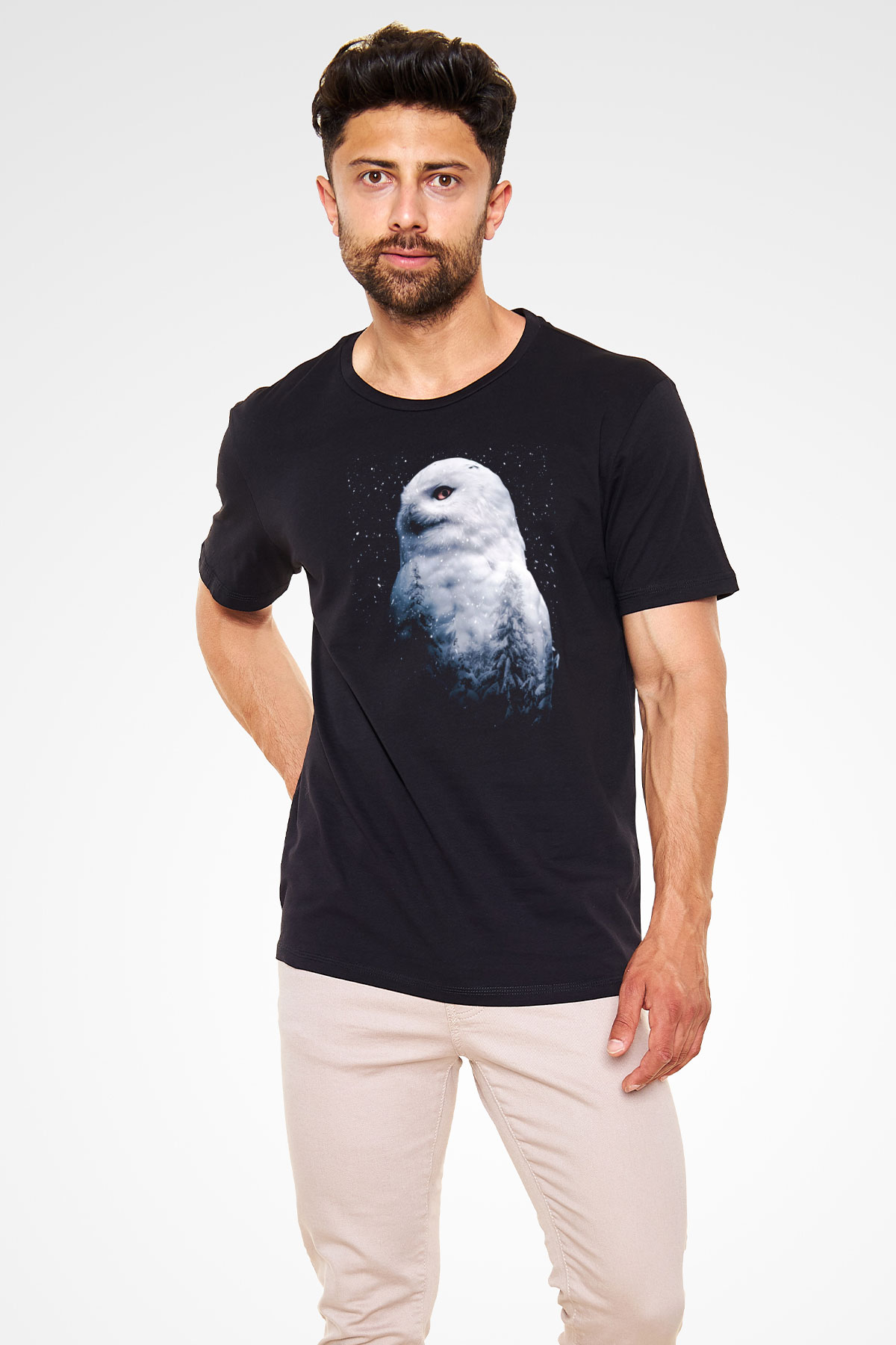 Baykuş Siyah Unisex Tişört T-Shirt - TişörtFabrikası