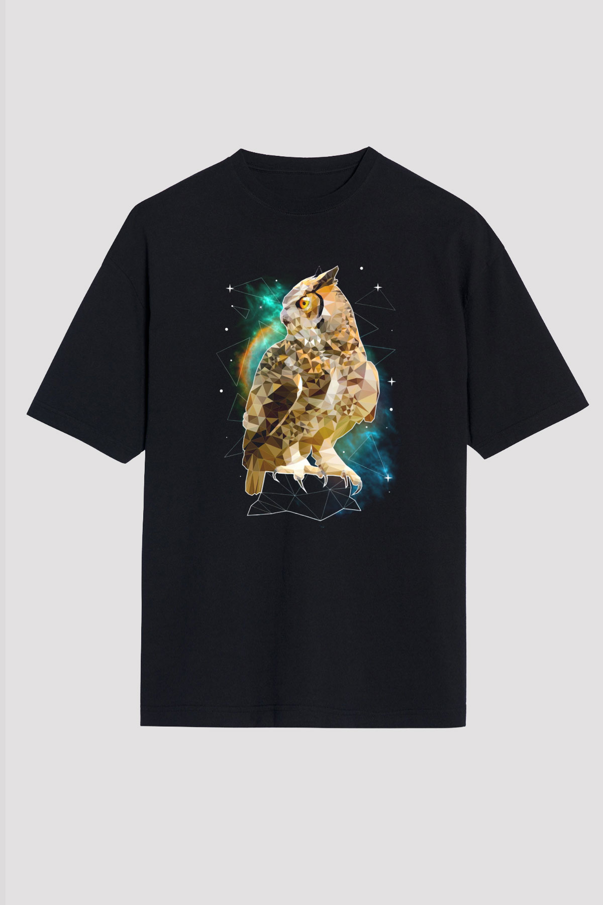 Baykuş Siyah Oversize Tişört Oversize T-shirt - TişörtFabrikası