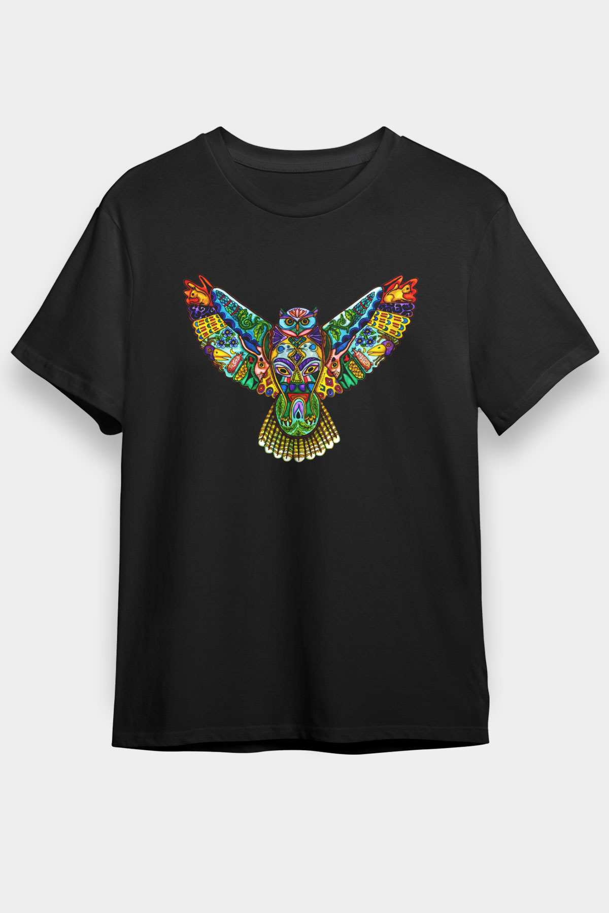 Baykuş Siyah Unisex Tişört T-Shirt - TişörtFabrikası
