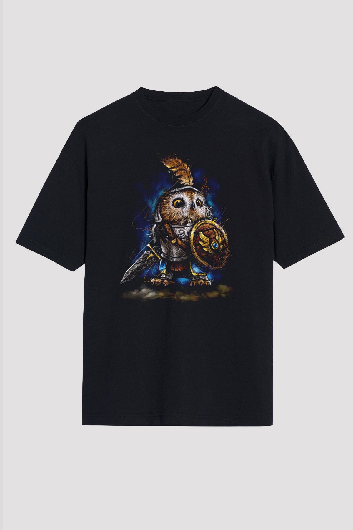 Baykuş Siyah Oversize Tişört Oversize T-shirt - TişörtFabrikası
