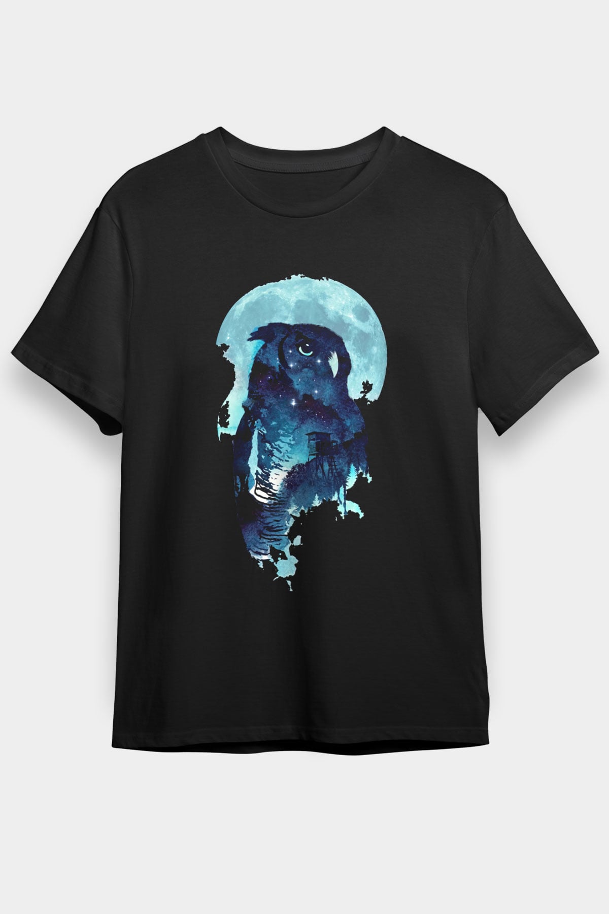 Baykuş Siyah Unisex Tişört T-Shirt - TişörtFabrikası