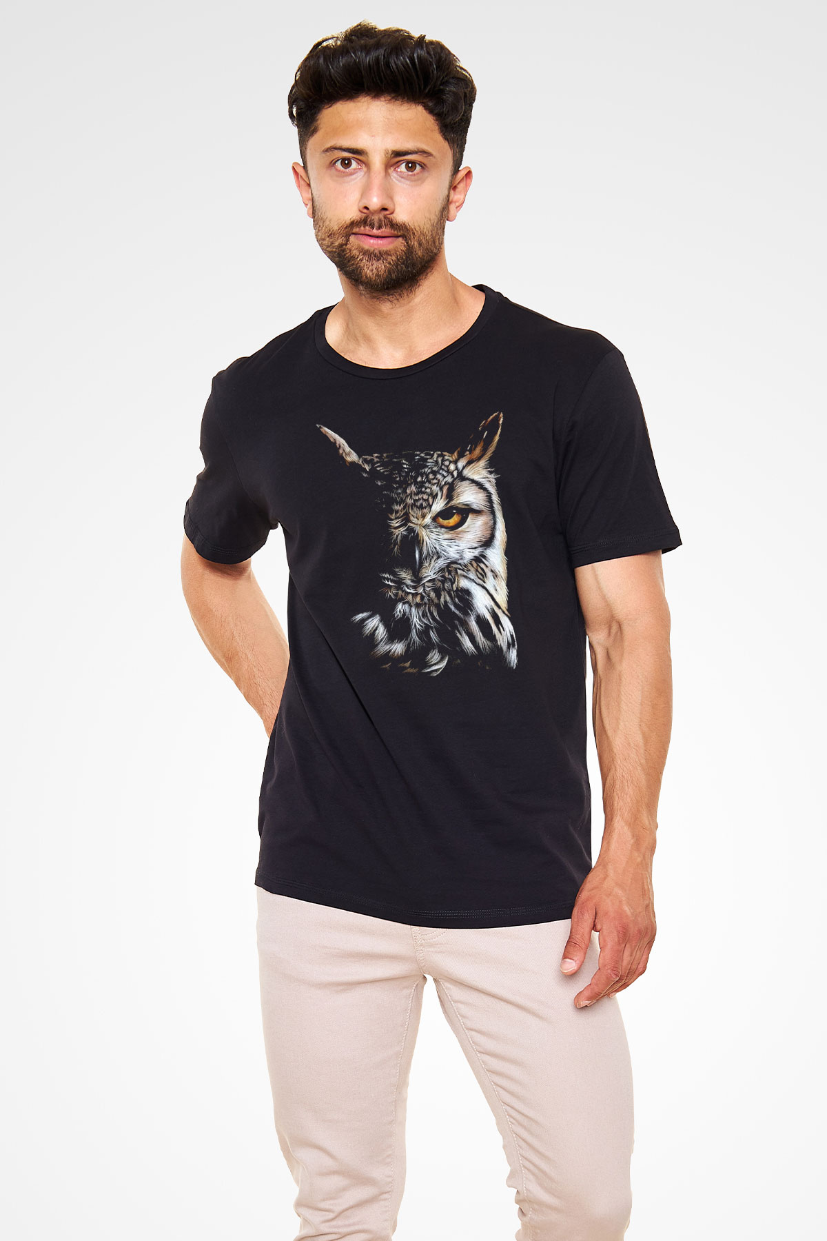 Baykuş Siyah Unisex Tişört T-Shirt - TişörtFabrikası