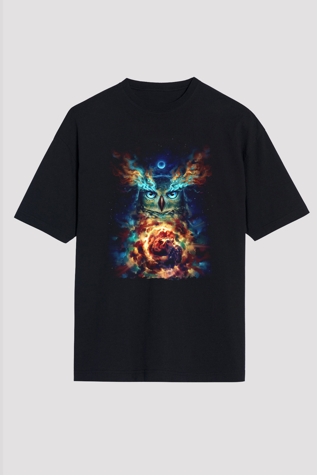 Baykuş Siyah Oversize Tişört Oversize T-shirt - TişörtFabrikası