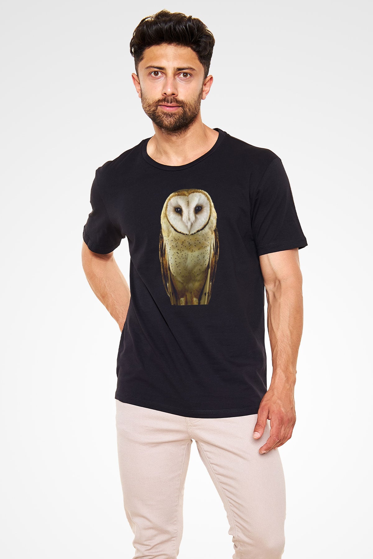 Baykuş Siyah Unisex Tişört T-Shirt - TişörtFabrikası